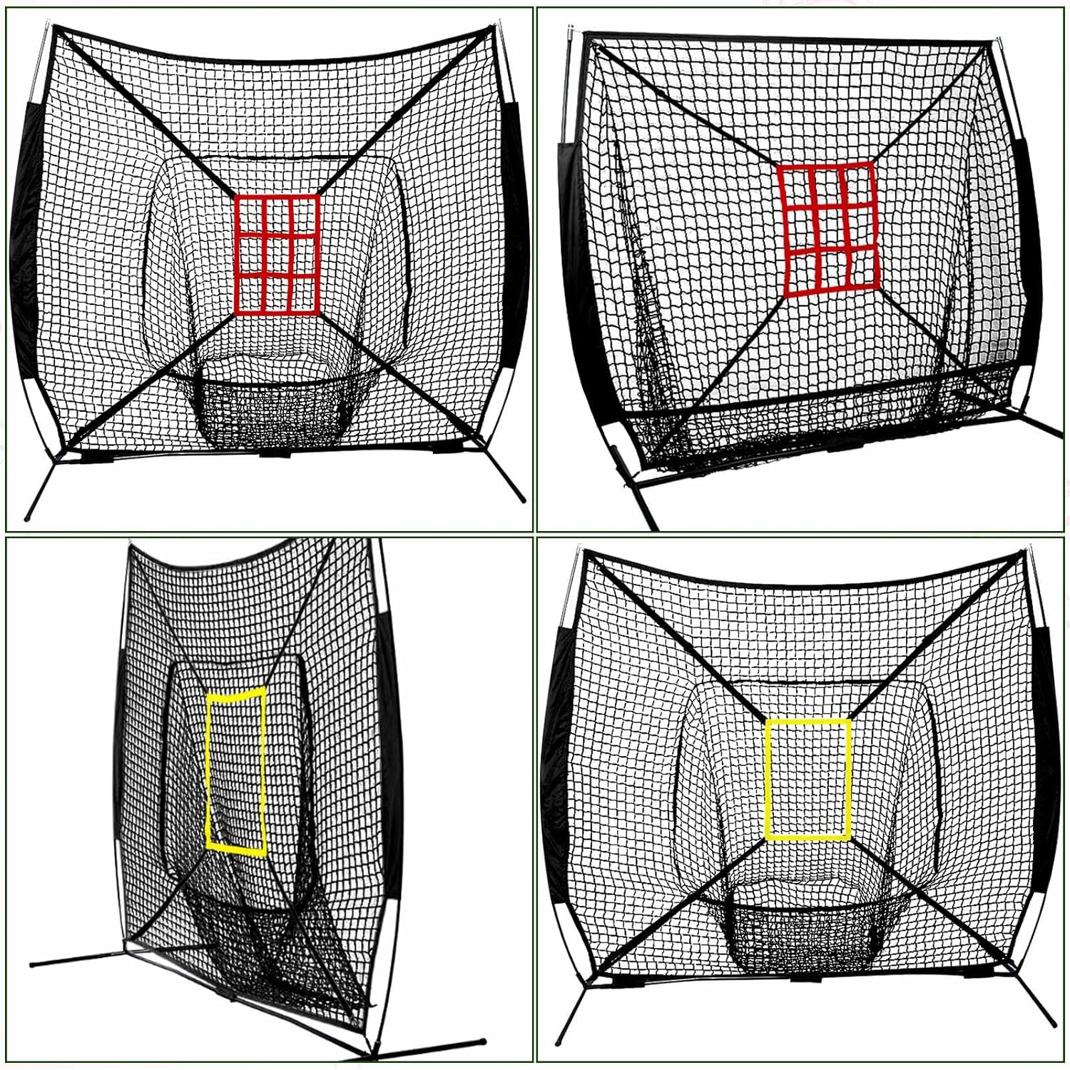 Leyndo 2 Pcs Adjustable Strike Target for Baseball Net Practice Throwing Hitting Strike Zone Accuracy Full and 9 Pocket Pitching Target Team Training Aid for 6 x 6, 7 x 7, 8 x 8 ft Nets