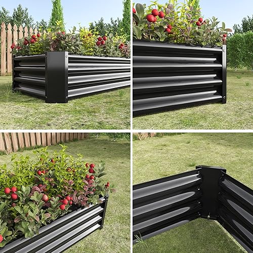 Miniatura 5 de Cama de jardín elevada galvanizada para verduras, jardineras elevadas al aire libre, camas de jardín elevadas de metal, kit de acero para verduras,