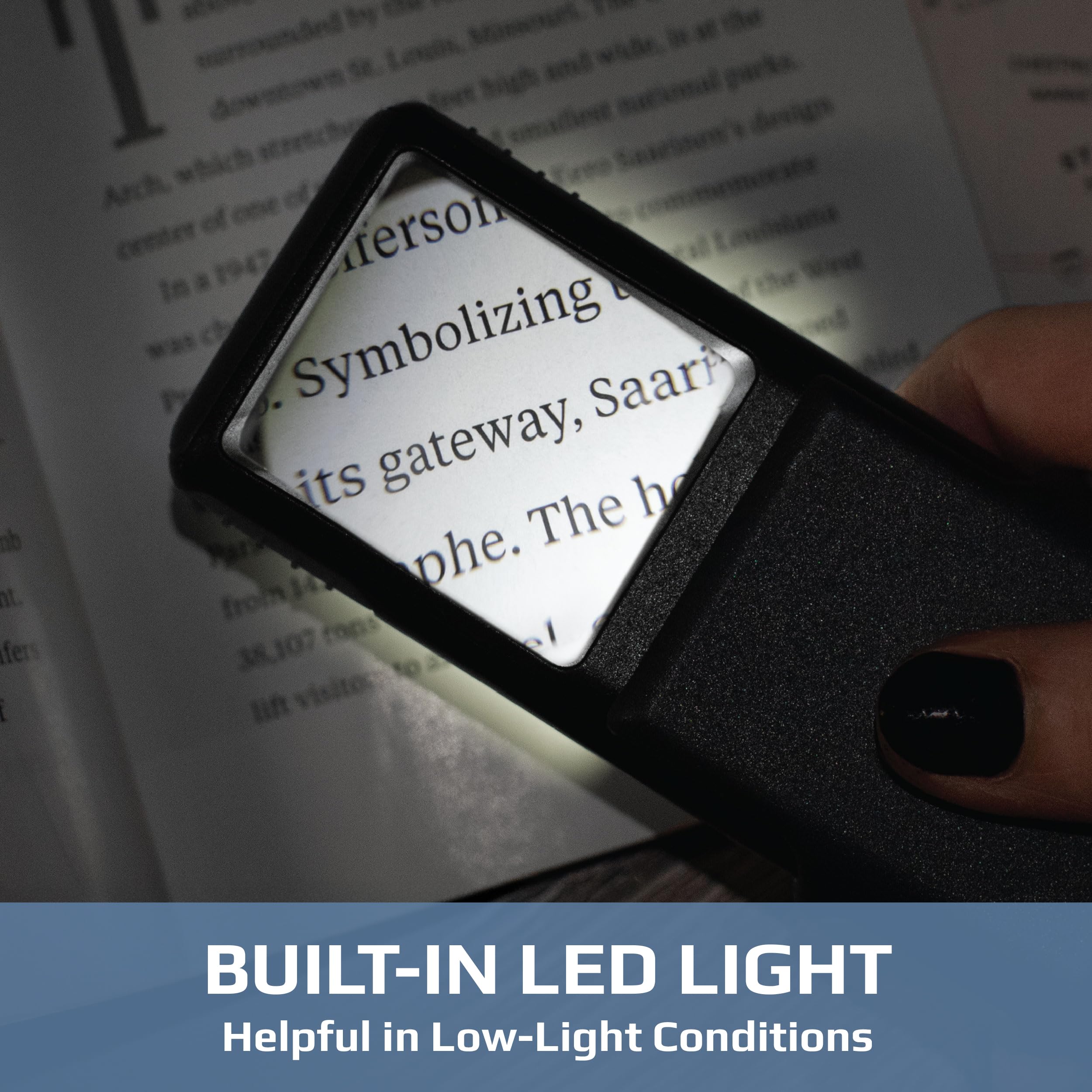 Carson MiniBrite 5x Lente d'Ingrandimento Tascabile con Luce LED Integrata e Custodia Scorrevole PO-55