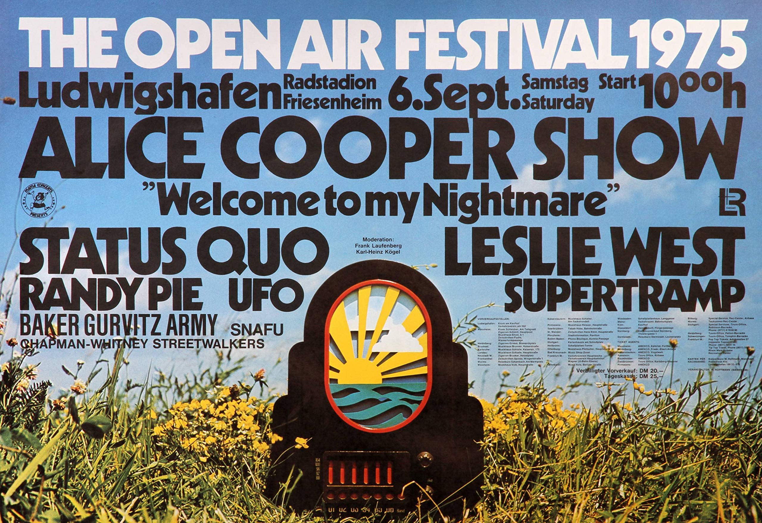 Premium Poster/Plakat | DIN A1 | Wanddeko | Live Konzert Veranstaltung » All The Best Open Air Festival´s - Alice Cooper, Ludwigshafen 1975 «