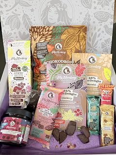 Gourmet-Geschenk-Set L, 12-teilig, vegane Schokolade, Pralinen, Snackbox ohne Zuckerzusatz, Geschenkbox mit Schokodrops, Aufstrich, Riegeln, Keksen, 1,3 kg