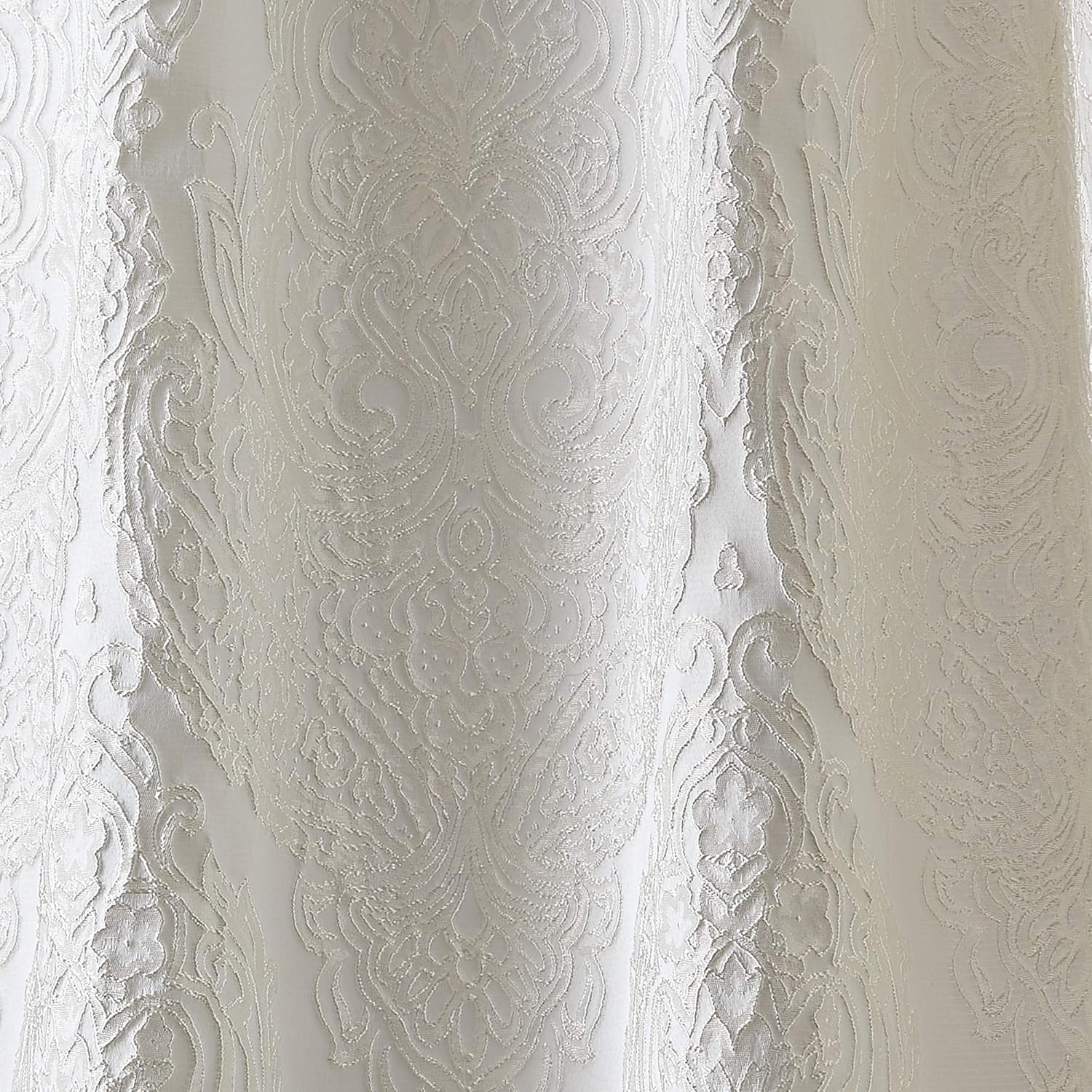 Martha Stewart Milan Damask Room Darkening Lined Rod Pocket Window Curtain Single Panel, 95", Ivory