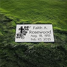 Custom Engraved Grey Granite Headstone | Personalized Memorial Grave Marker with Design Option 16x8x3