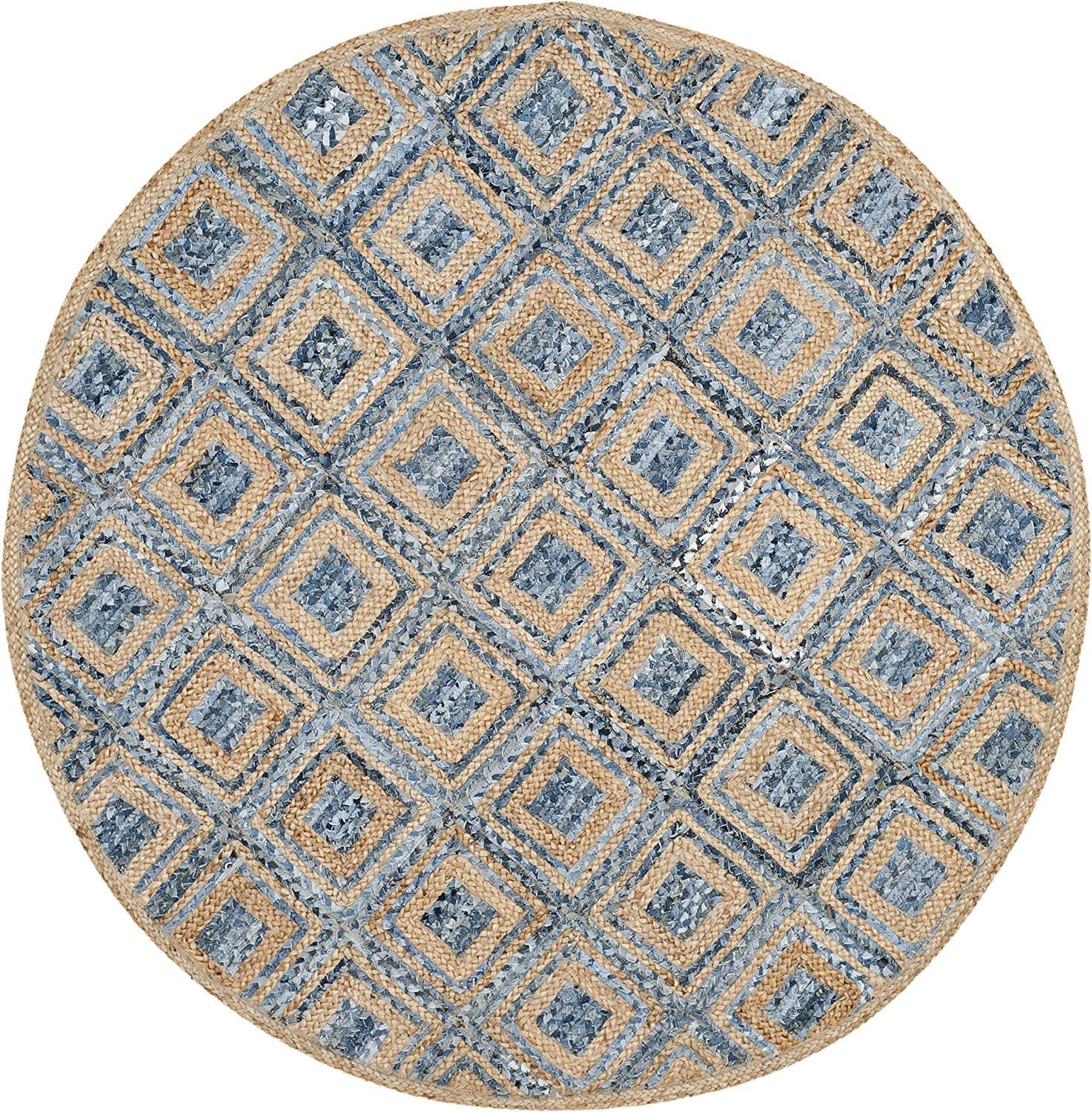 Alfombra de yute natural trenzada y mezclilla antidesgaste para suelos fríos Aizza Trends