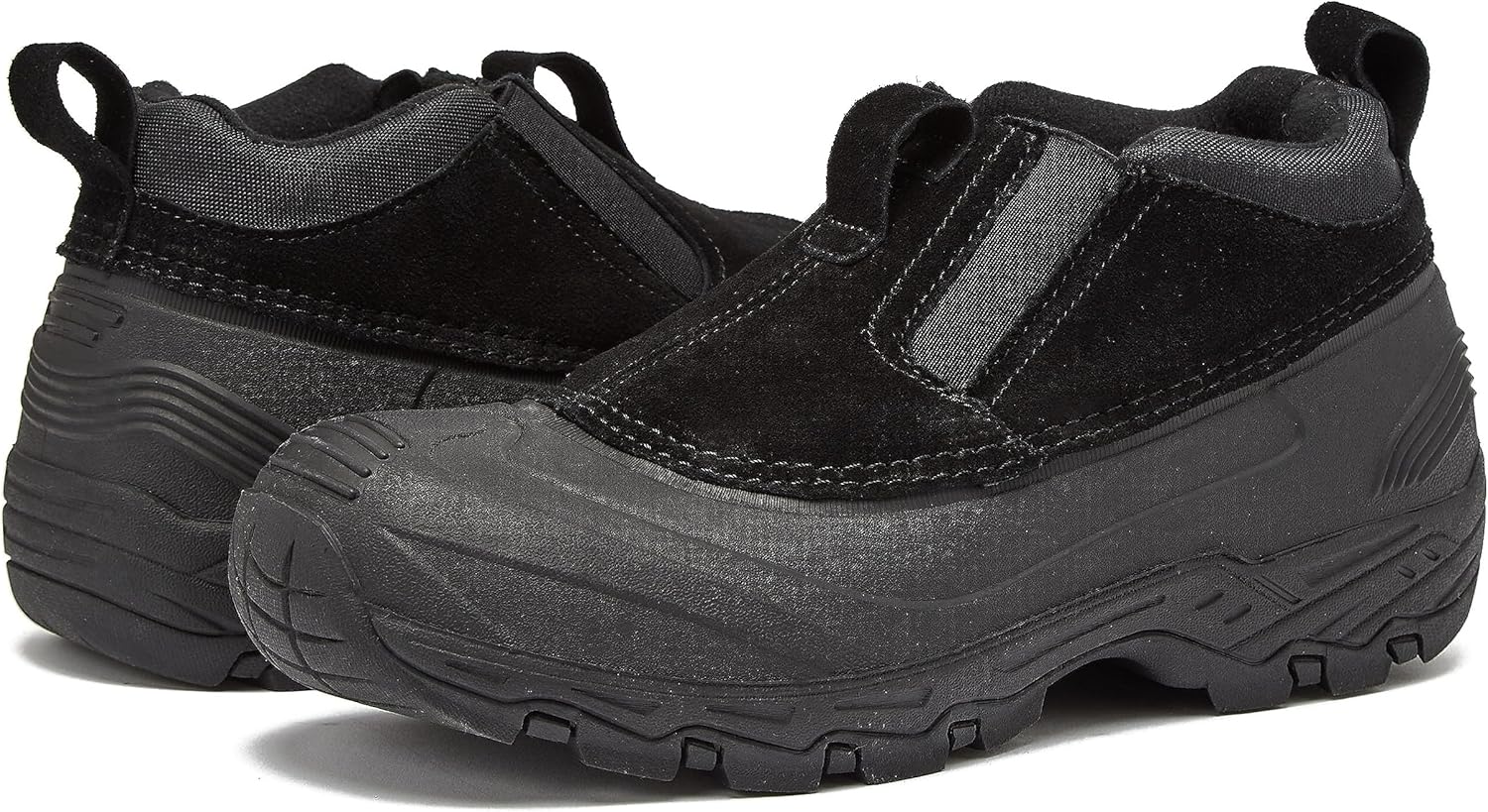 LONDON FOG Bronson Slip On Snow Boots for Men Low Cut Suede Leather