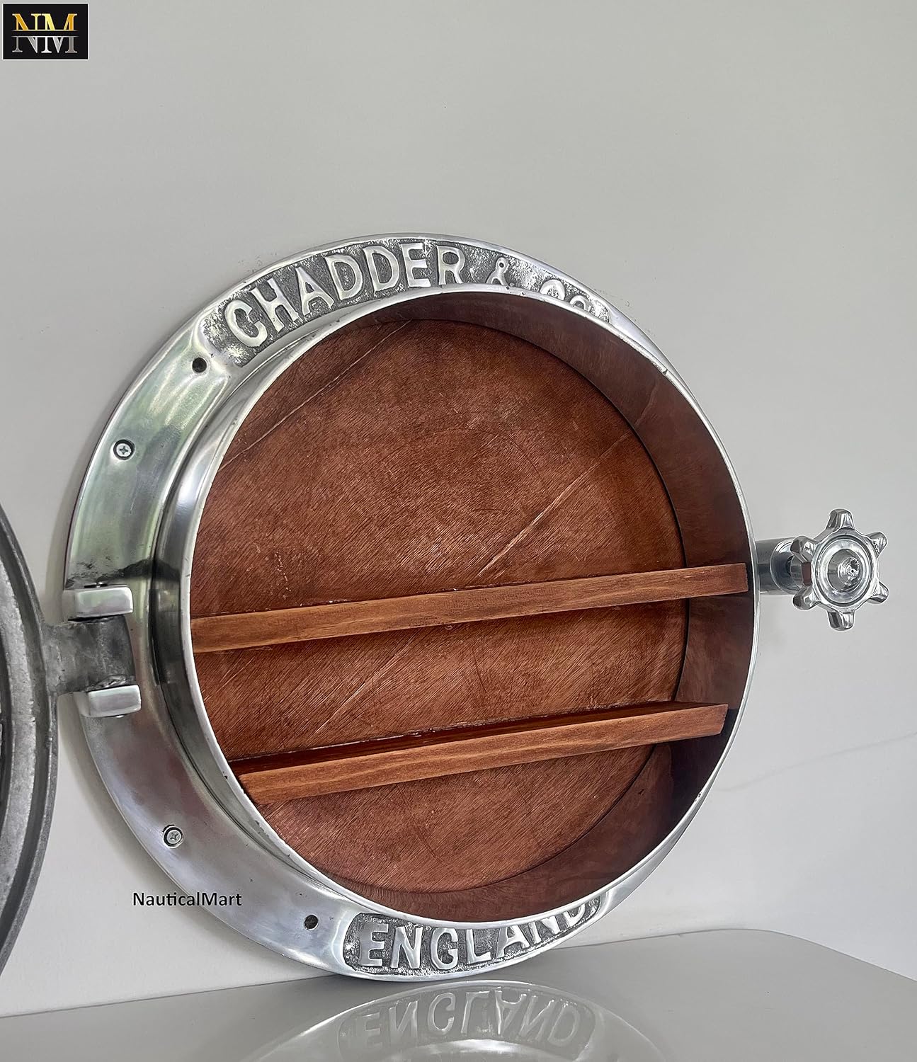 Silver Marine Brown Heavy Canal Boat Round Glass Porthole Window Mirror Nautical Pirate’s Boat Decorative Mirror Captain’s Maritime Beach Home Decor Wall Mount Mirror