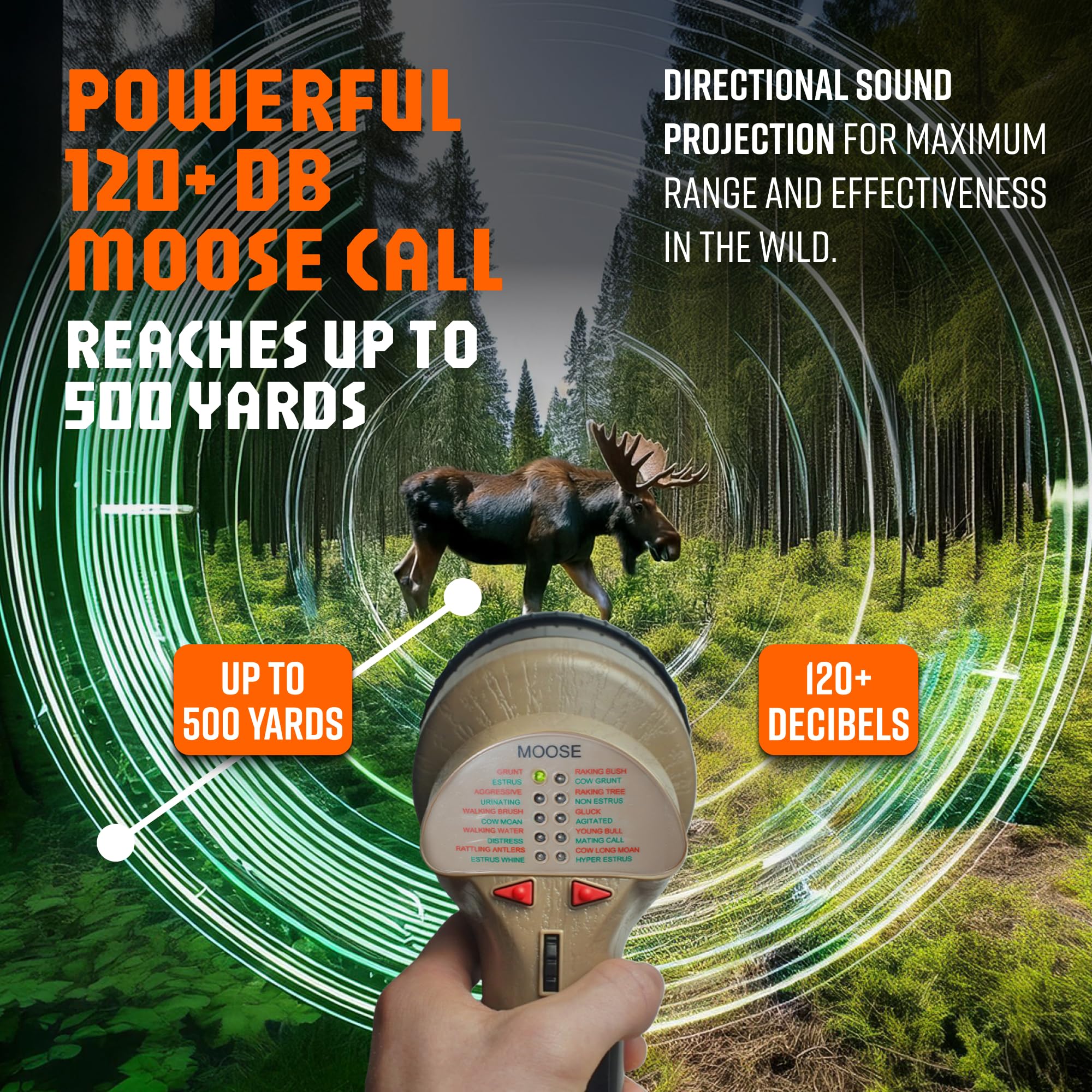 Cass Creek Mega Amp 20X Moose Call, Loudest Handheld Electronic Hunting Caller, 120+ dB Directional Sound, 20 Authentic Calls, Weather-Resistant, Compact and Easy to Carry