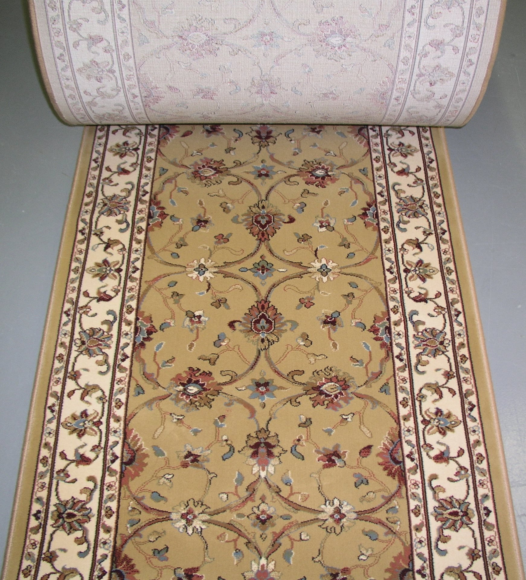 109339 Dynamic Radiance 43007-2464 Champagne Traditional Hall and Stair Runner - 31" Wide Hallway Rug Runner - Gold Background Carpet Runner Sold by The Foot