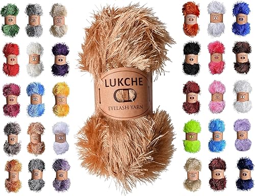 Lash Fun - Hilo de pelo de alta calidad, 100% poliéster, 164 yardas (150 Mt), 3.53 onzas (3.53 oz) hilo de ganchillo colorido para tejer a mano