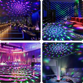 Disco Lights Disco Ball,Litake 2 Pack Party Lights Remote Control DJ Stage Lights 3W 3 Colours 7 Mode Sound Activated Strobe Lighting for Xmas Party Pub Wedding Club Show