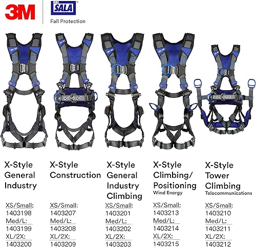 Miniatura 9 de 3M DBI-SALA ExoFit X300 X-Style Arnés de seguridad para construcción de posicionamiento, acolchado de espalda y cadera, hebillas de conexión rápida