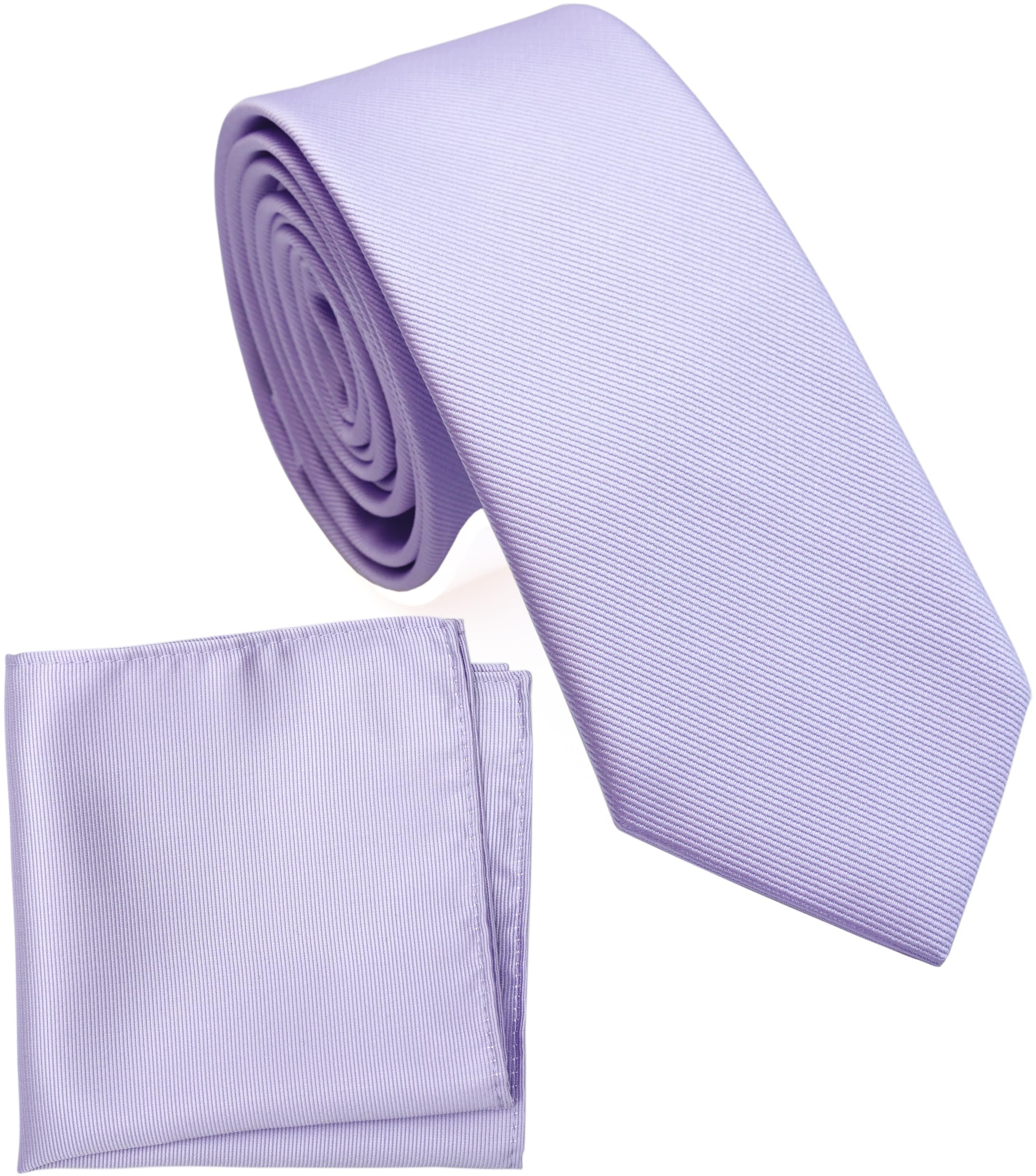 Boy's Solid Tie with Pocket Square Set, Regular Necktie for Children and Kids, Self-Tied