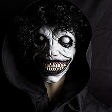 Smiling Demon Halloween Scary Mask, Latex Creepy Realistic Ghost Devil Zombie Cosplay Costume Mask Party Props (White Smiling Demon)