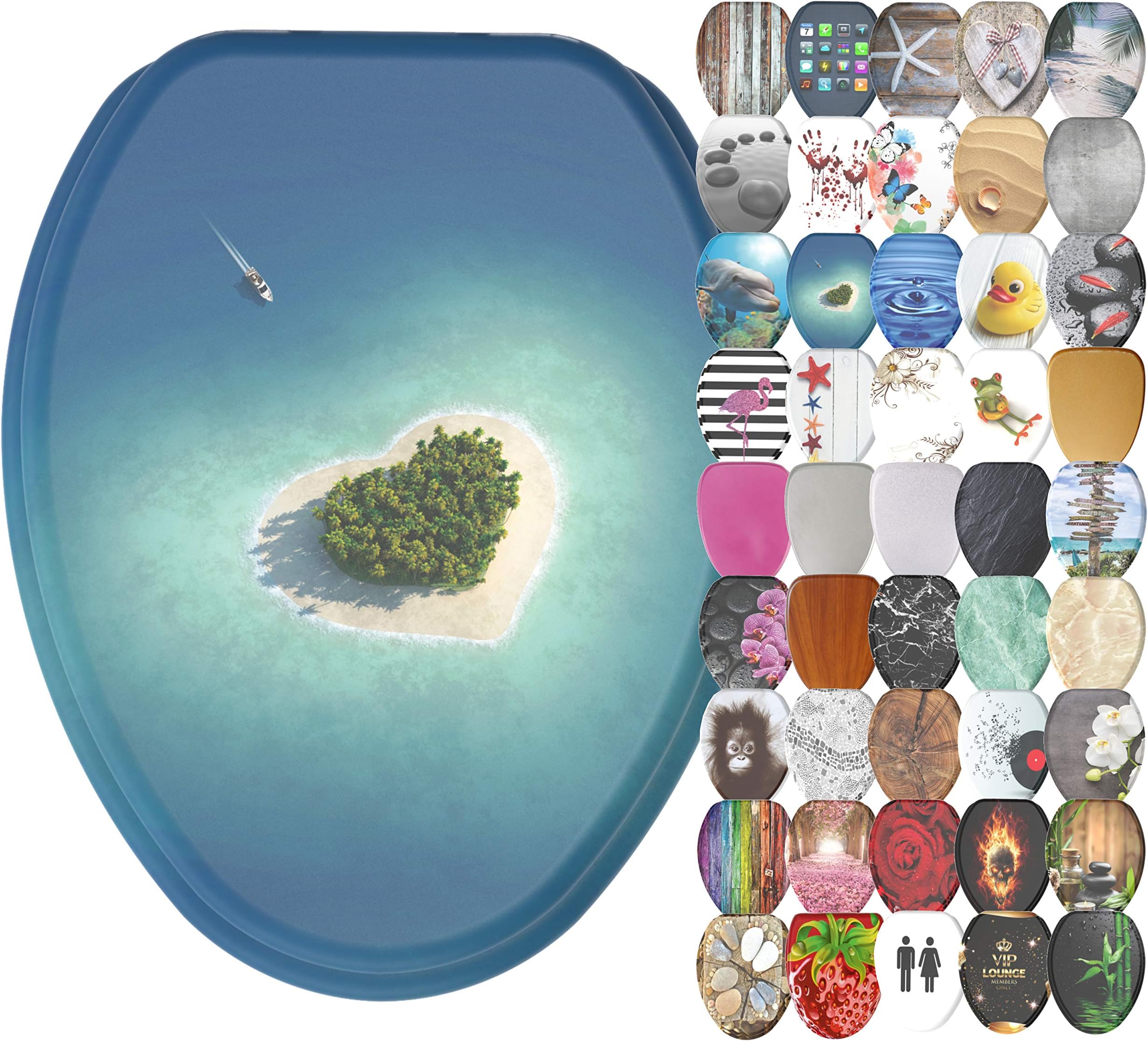 SAINOS Wooden Toilet Seat with Quietly Close and Soft Close Hinges