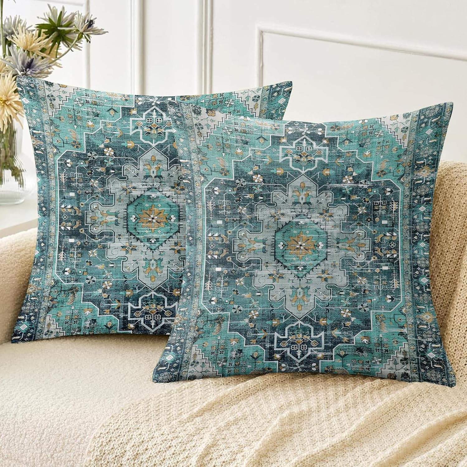 ZSYTZL Boho Throw Pillow Covers 22x22 inch Set of 2,Soft