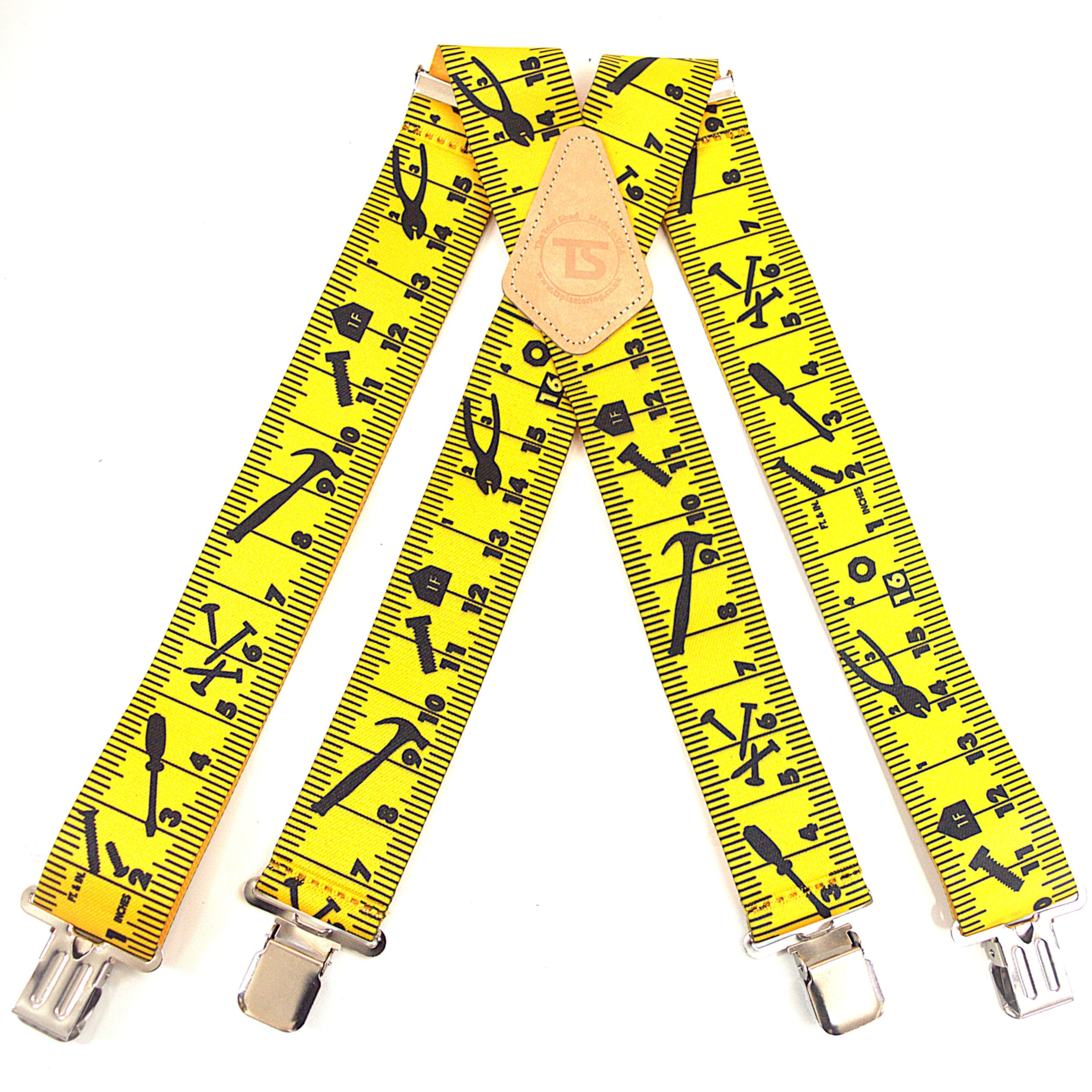Brimarc Men's Yellow Tape Measure Onesize Work Braces - 2"/50Mm