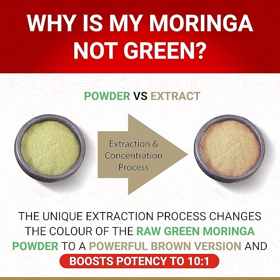 Organic Moringa Capsules, 10:1 Leaf Powder Extract, 60 Vegan Capsules, UK