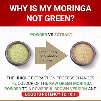 Organic Moringa Capsules, 10:1 Leaf Powder Extract, 60 Vegan Capsules, UK