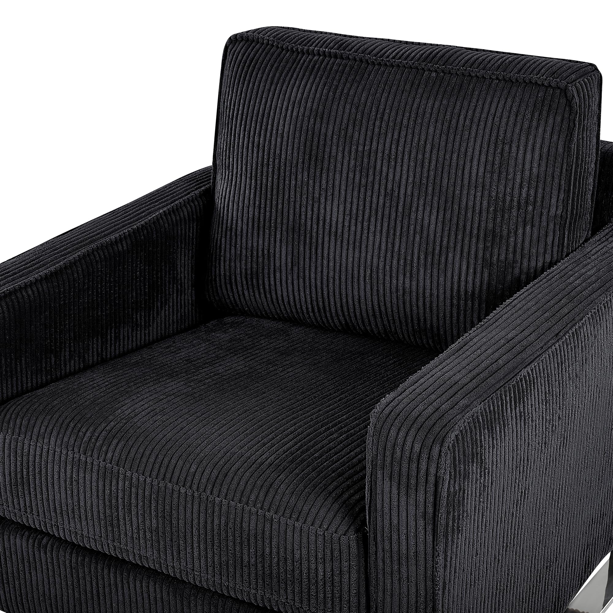 Beliani Retro Sessel Cord Füße aus Edelstahl schwarz Vind