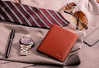 Vista 8 de Mush & Bow Sirius - Cartera para hombre, bloqueo RFID, plegable y delgada, Marrón, Minimalista