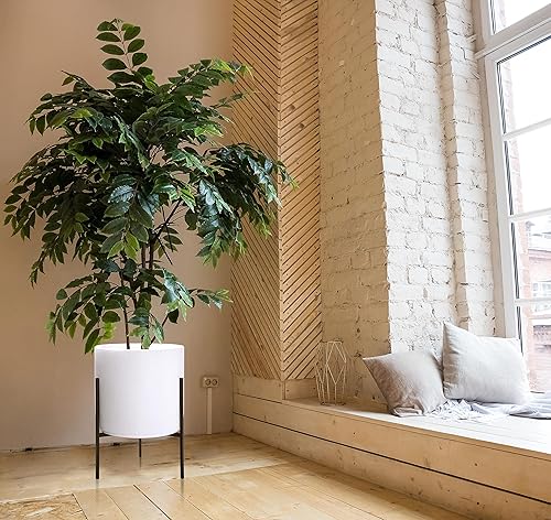 Miniatura 7 de D'vine Dev Maceta cilíndrica moderna con soporte resistente, maceta grande de 16 pulgadas, 22.8 pulgadas con altura de soporte, 96-T-1-XXL