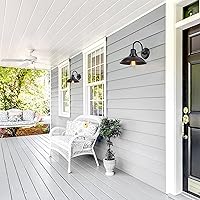 Vista 2 de GOLDHILL Luz de Granero Exterior Negra con Cuello de Ganso, Luces de Tocador de Estilo Granja con Base E26, Luces Exteriores Redondas para Casa