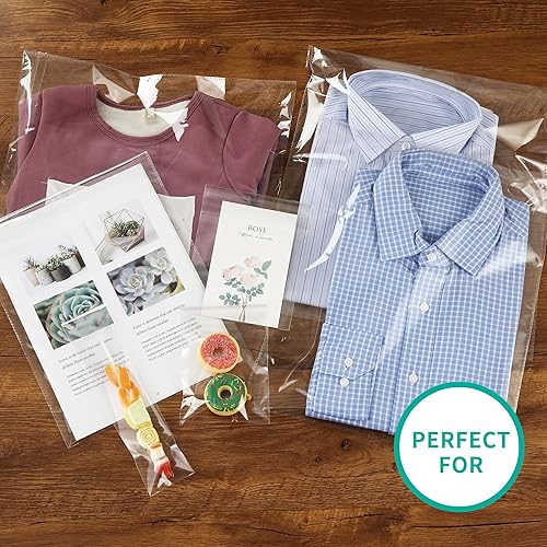 Miniatura 5 de iMailer - 500 Pack - 11" x 14" Self Sealing Cellophane Bags- Large Clear Cello Plastic Poly Bags for Prints, Photos, Documents, Clothing, T-Shirt