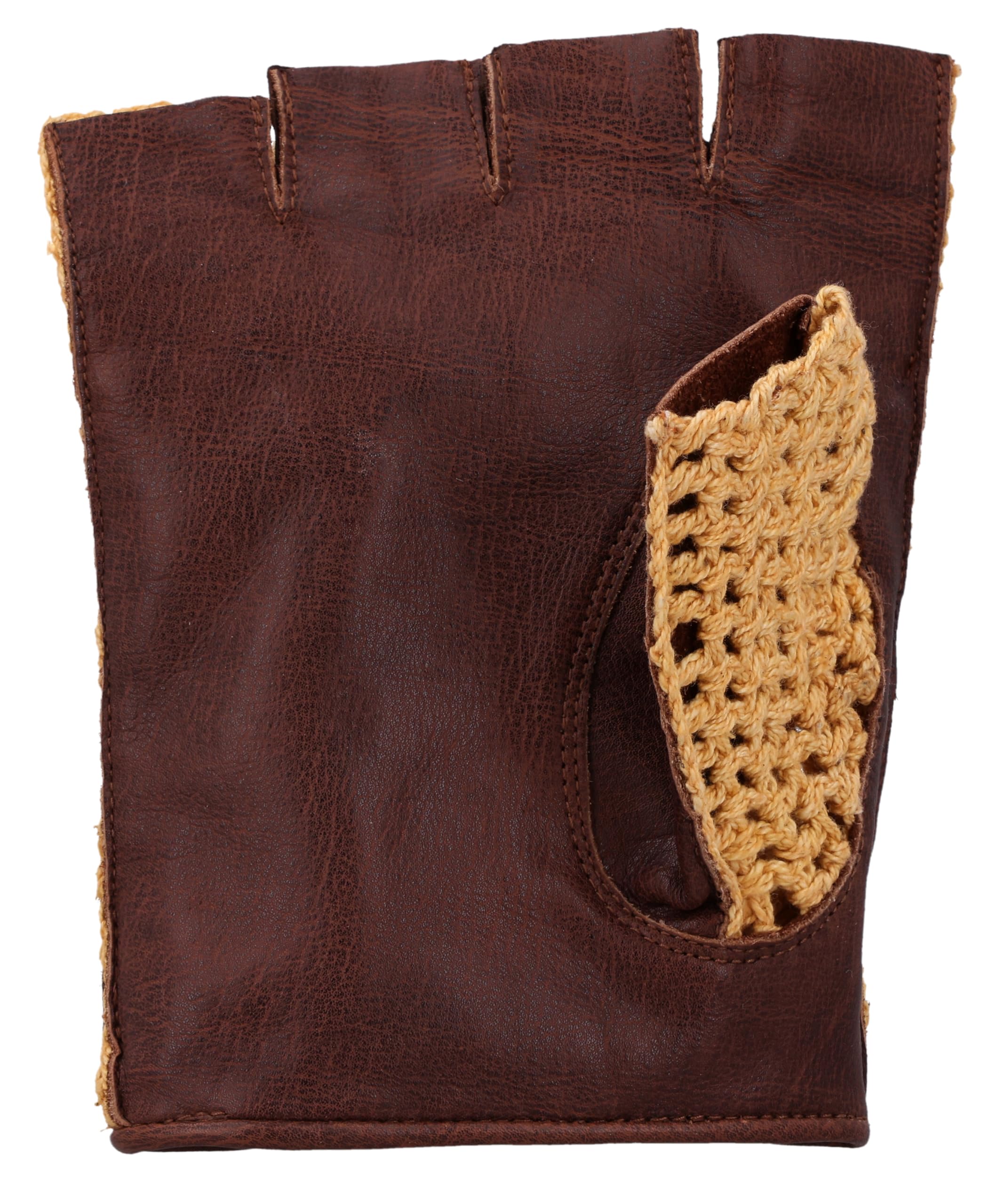 Gusti Leder Lederhandschuhe Maison - Handschuhe Fahrradhandschuhe mit Baumwolldetails Gelb Braun Leder