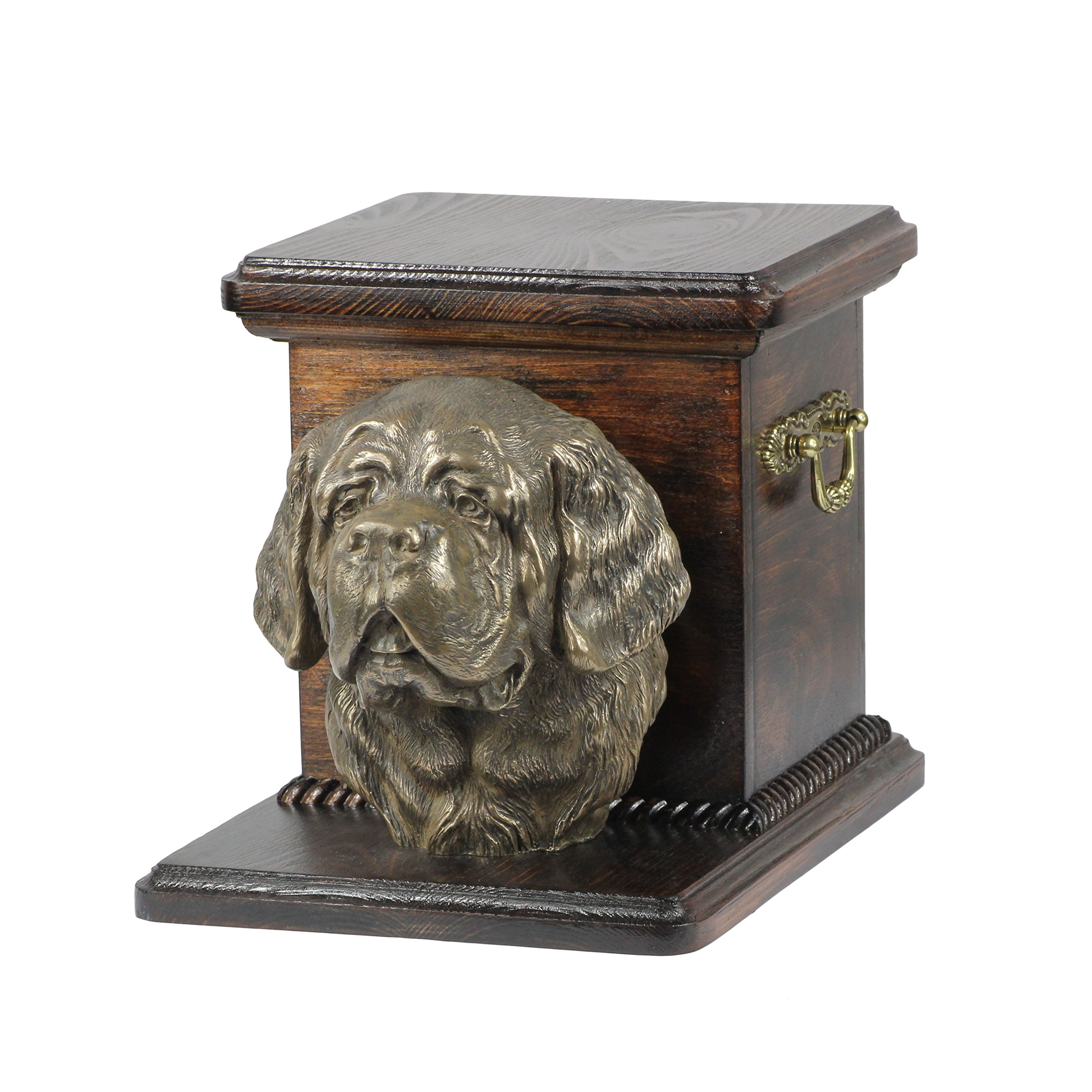 Urne pour cendres Saint-Bernard en bronze coulé à froid et bois de bouleau