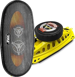 Car Three Way Speaker System - Pro 4x10 Inch 300 Watt 4 Ohm Mid Tweeter Component Audio Sound Speakers for Car Stereo w/ 45 Oz Magnet, 2.45” Mount Depth Fits Standard OEM - Pyle PLG41.3 (Pair)