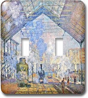 3dRose LSP_203869_2 Print of Monet Painting Saint Lazare Train Station Double Toggle Switch