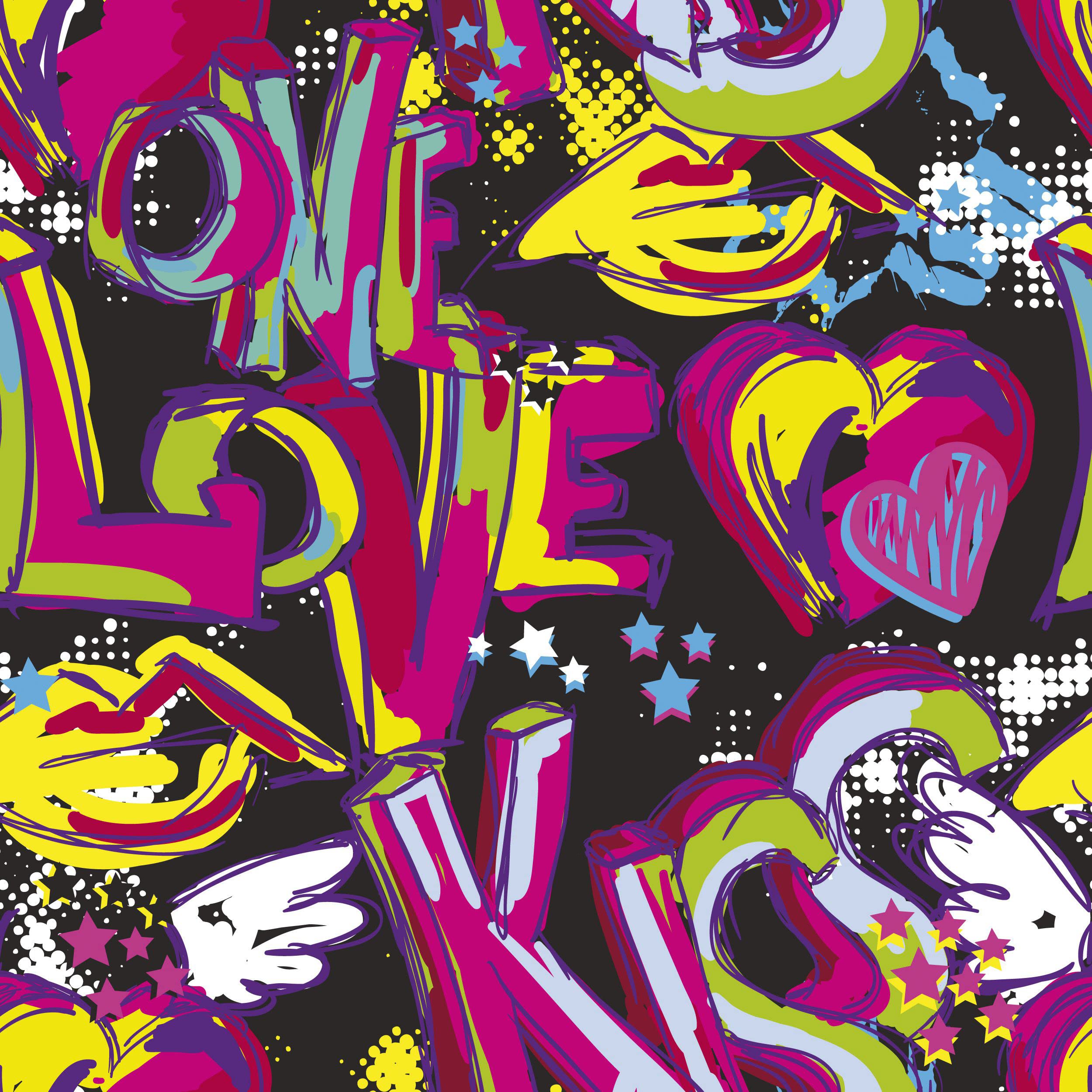 HEKO PANELS Stoff Oxford Wasserdichte Meterware Canvas-Stoff Polyester Stoff Zum Nähen Nähstoffe Möbelstoffe Dekostoffe Handwerken Wasserabweisend Blickdicht Graffiti 5 Meter 155 x 500 cm