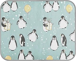 Oyihfvs Seamless Penguins on Turquoise Seamless Rectangle Ice Silk Dog Pet Pad, Soft Cooling Cat Mat Mattress, Washable Sleeping Pad for Puppy Cat Kennel (Small) 22 x 27 inch