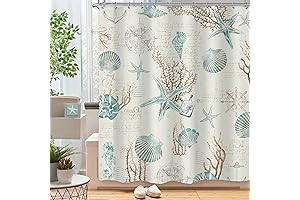 Omifly Beach-Themed Shower Curtain: Coastal Nautical Flair for Your Bathroom