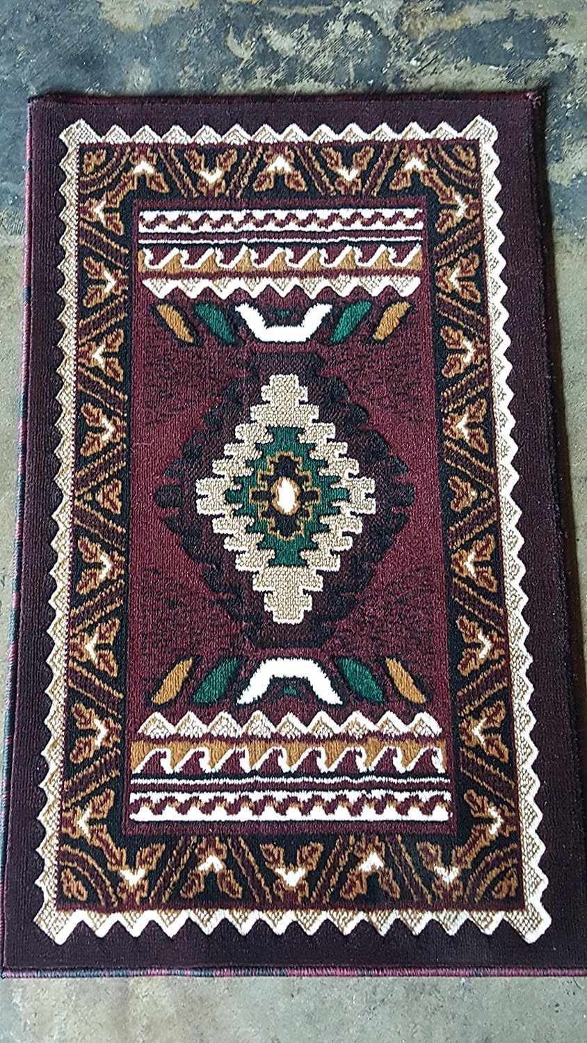 Kingdom Southwest Native American Door Mat Area Rug Burgundy Design D143 (2 Feet X 3 Feet 4 Inch)