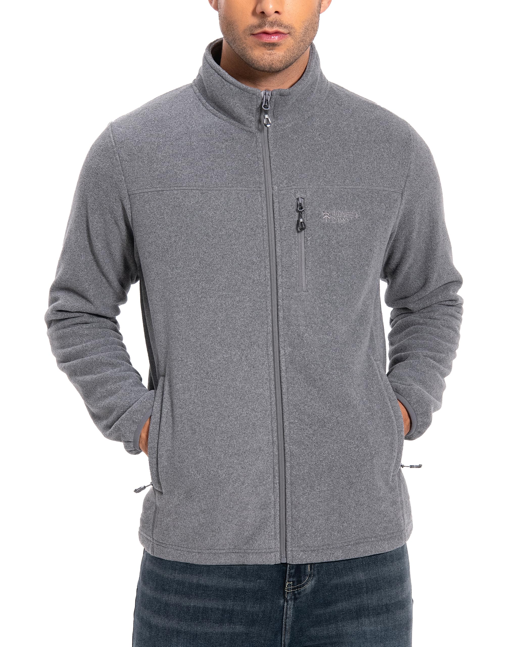 Pioneer Camp Giacca in pile da uomo Full Zip Outdoor Polar, leggera, antivento, con chiusura lampo