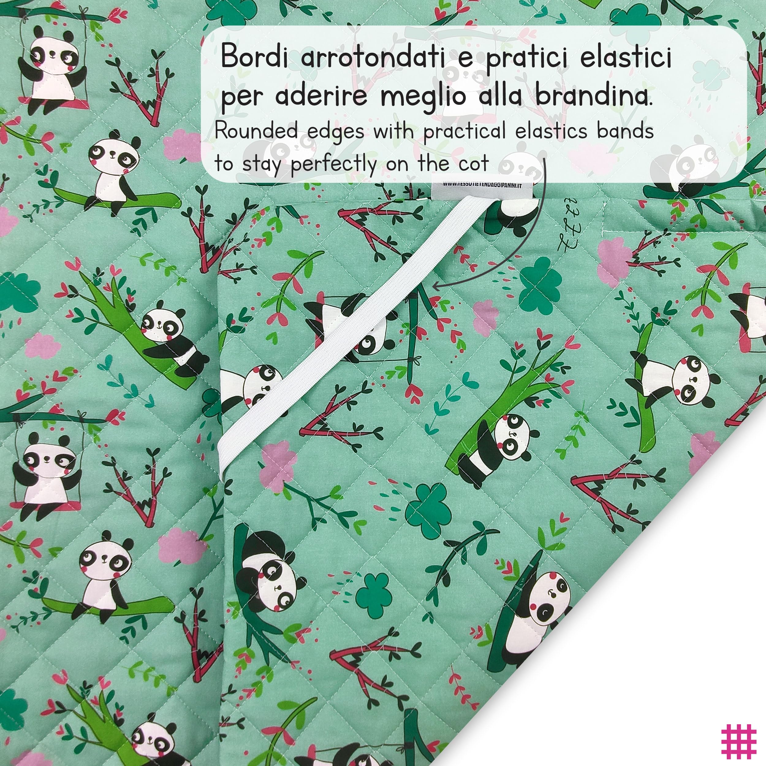 Saco de Dormir y Saco de guardería para bebés de 2 a 6 años - Tejido Acolchado 100% algodón, para Dormir en la guardería y en casa - Made in Italy (Saco de Dormir Panda