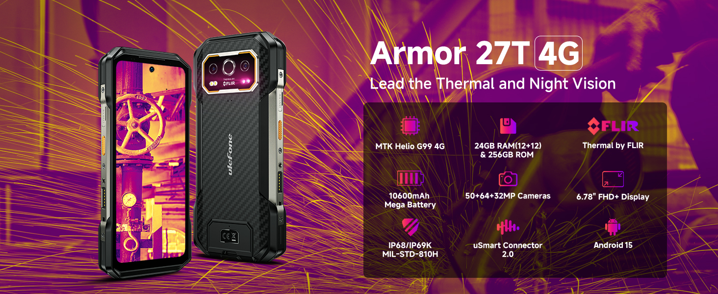 【新品未開封】Ulefone Armor 27T 4Gサーマルイメージングスマホ Amazon.com: Ulefone Armor 27T 4G Rugged Phone, Thermal Imaging
