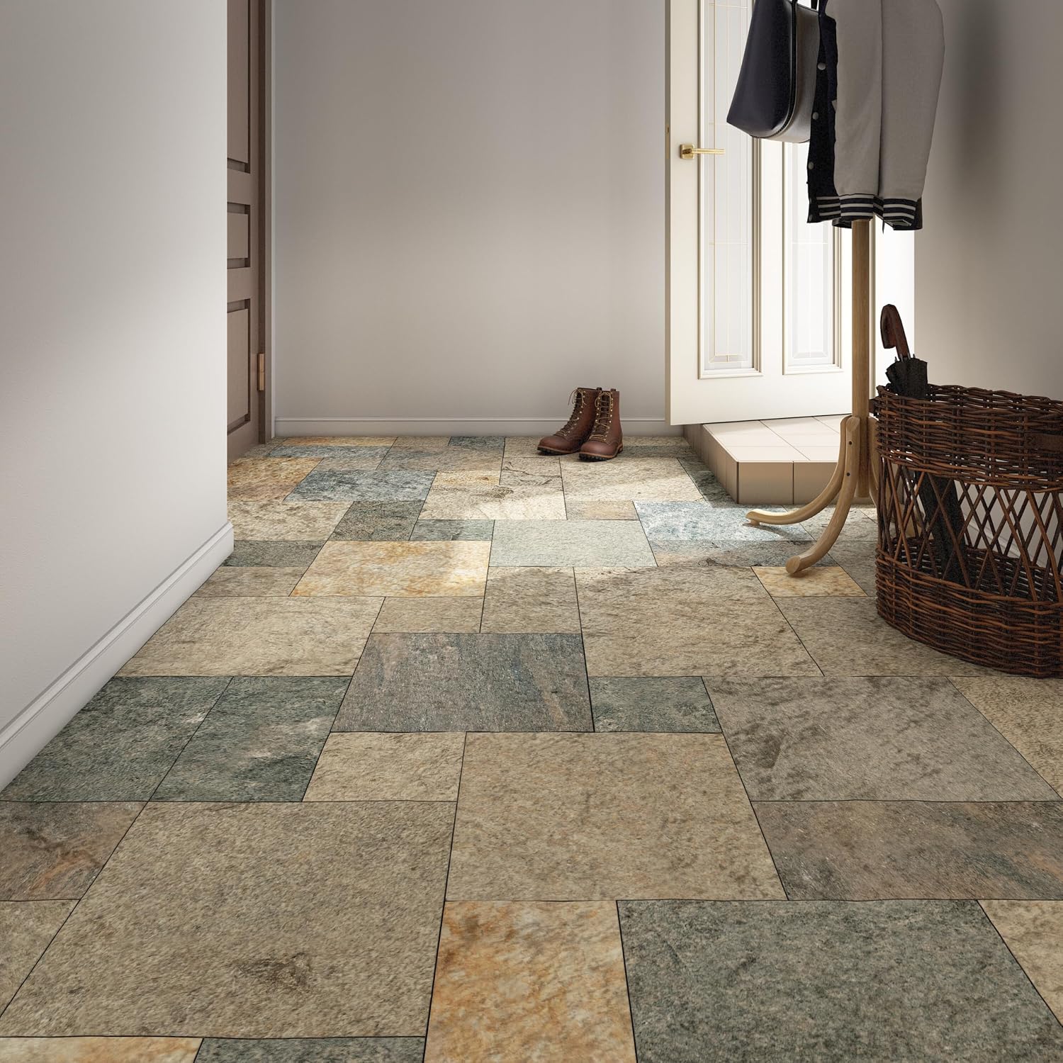Daltile Natural Stone Slate Pattern Mosaic in Natural Cleft Golden Sun (1 PC per Carton) (15.75 SQFT per Carton)