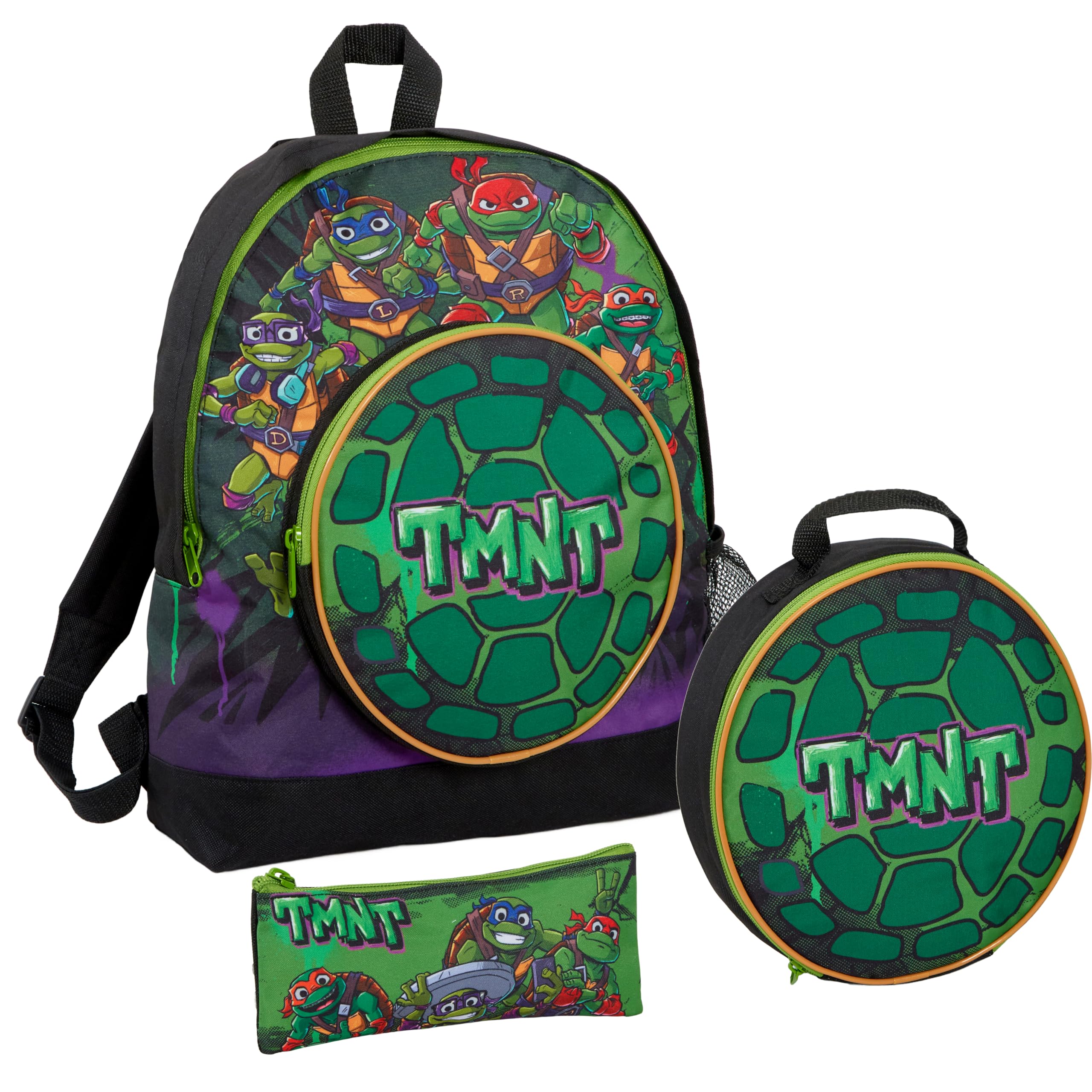 Teenage Mutant Ninja Turtles Plecak + torba na lunch + piórnik 3D Shell zestaw tornistra szkolnego