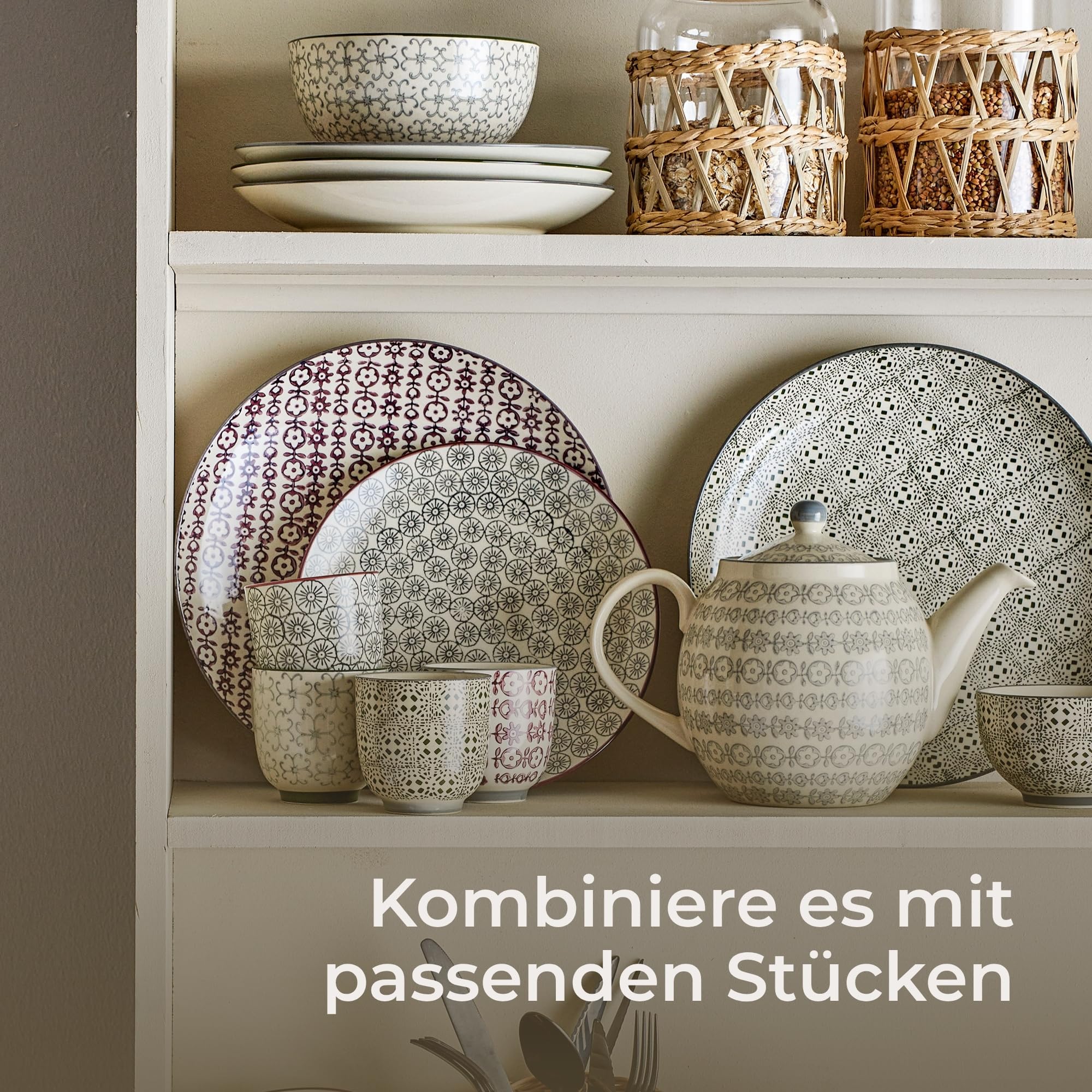 Bloomingville Teiera Karine, grigio, ceramica