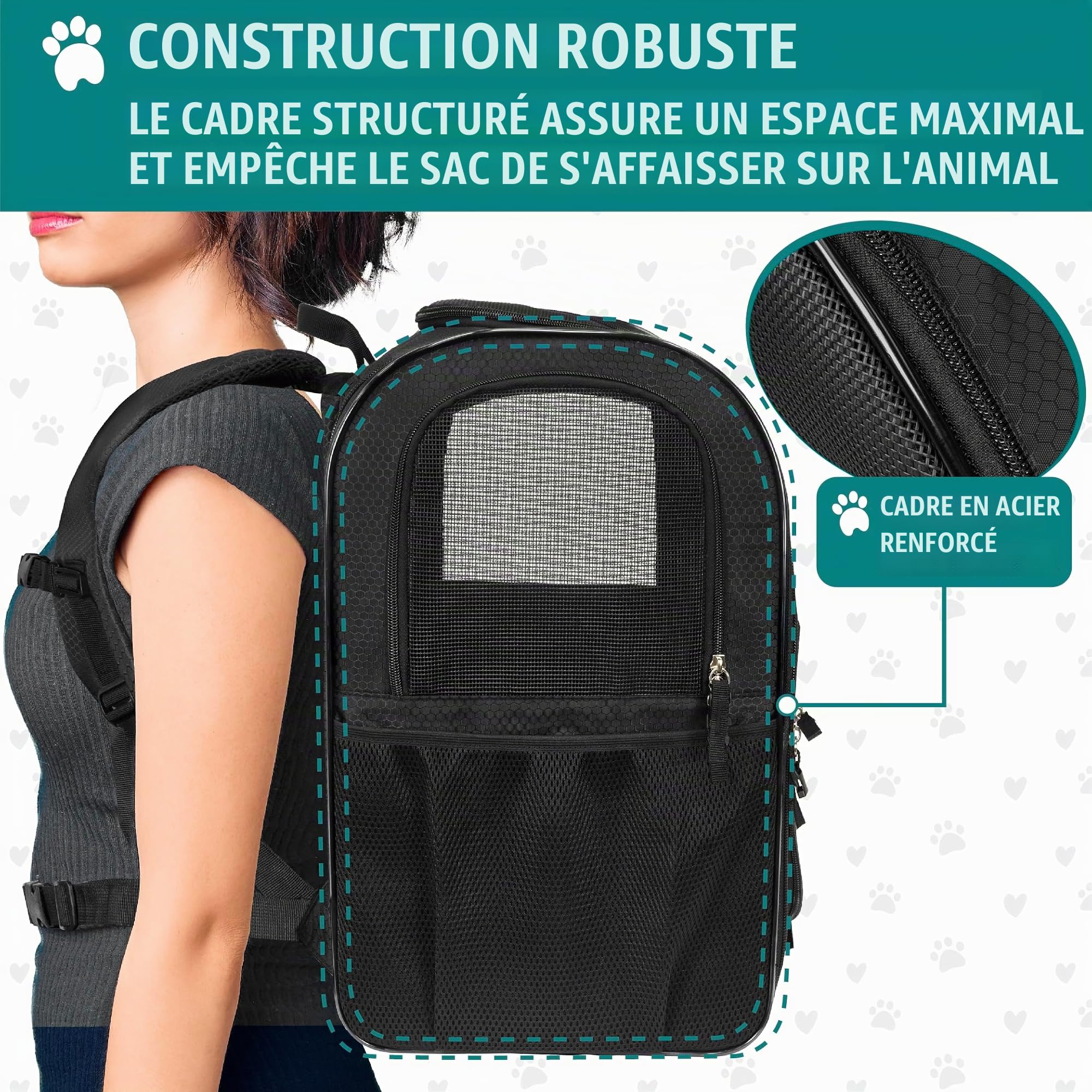 PetAmi Sac à Dos de Transport ventilé pour Petit et Grand Chat, Animal de Compagnie, Chiots, Sac à Dos de randonnée ventilé, approuvé par Les compagnies aériennes, Soutien Dorsal de sécurité, Camping