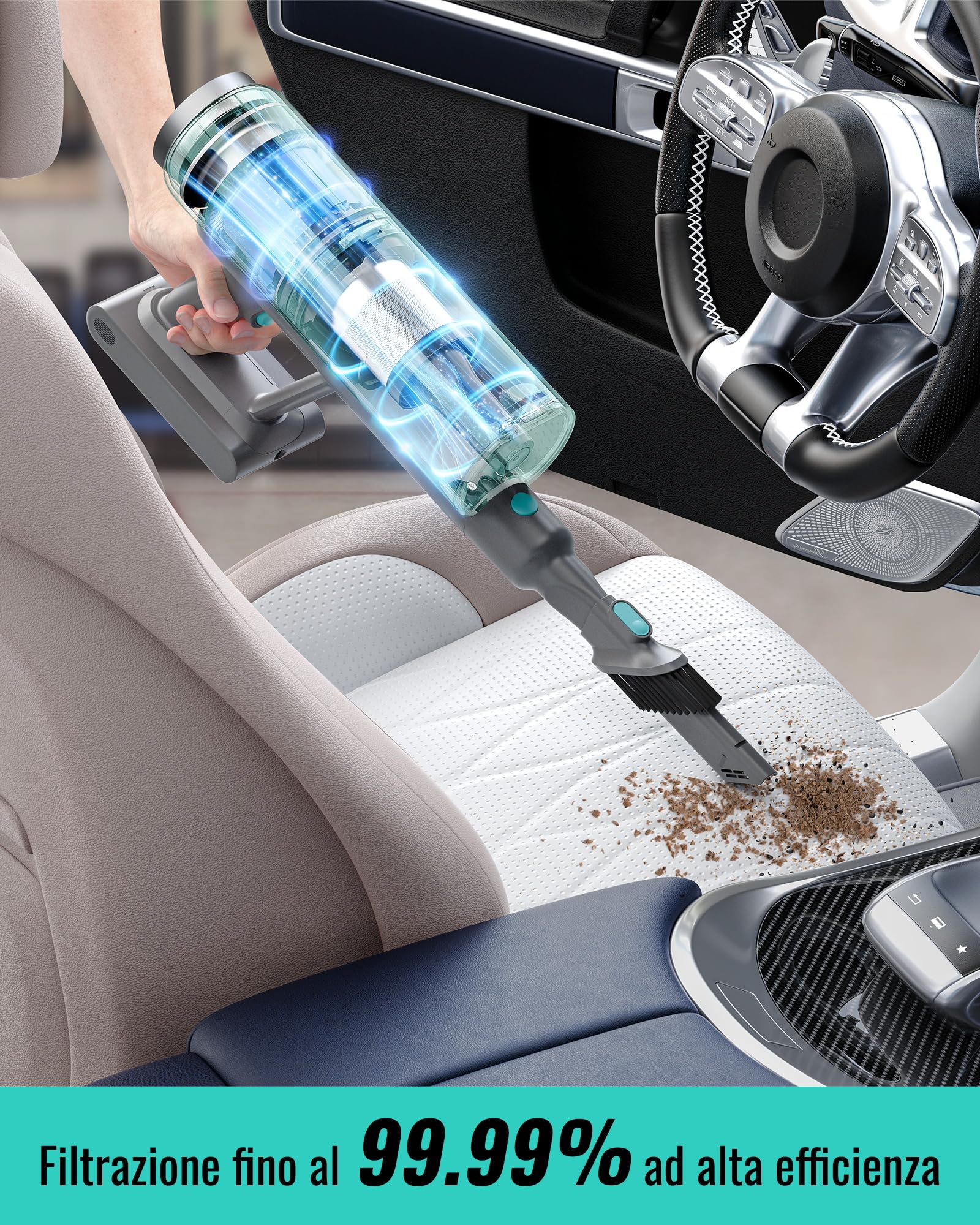 KOHE S10 Aspirapolvere Senza Fili 38KPa/450W Scopa Elettrica Senza Filo Potente Standby 45Mins, Aspirapolvere e Aspira Briciole Anti-Avvolgimento per Pavimenti/Tappeti/Interni Automobilistici
