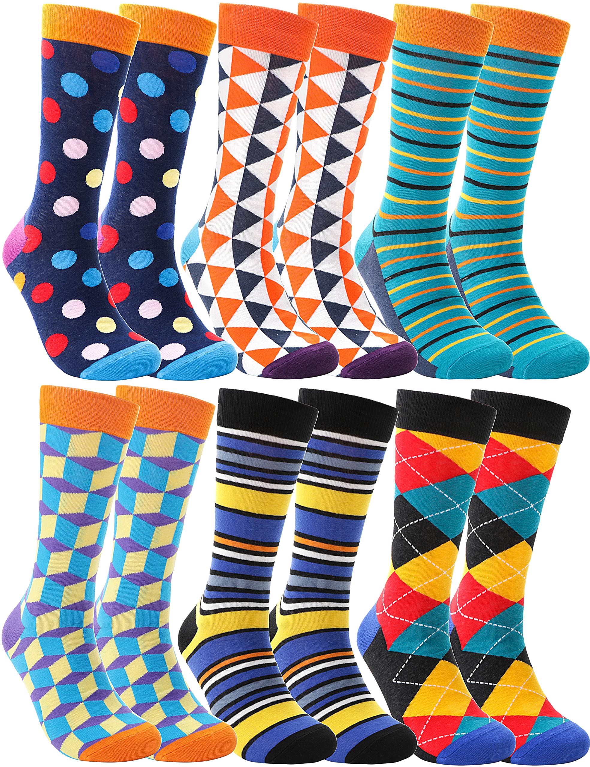 MOGGEI Funny Socks for Men Women Fun Cozy Crazy Novelty Fashion Cotton Boot Breathable Printed 6 Pairs