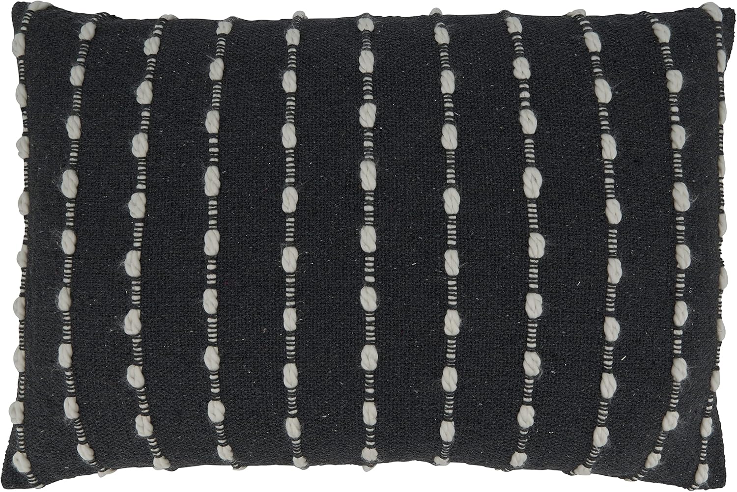 SARO LIFESTYLE Chunky Striped Throw Pillow with Poly Filling, Black, 16"x24"