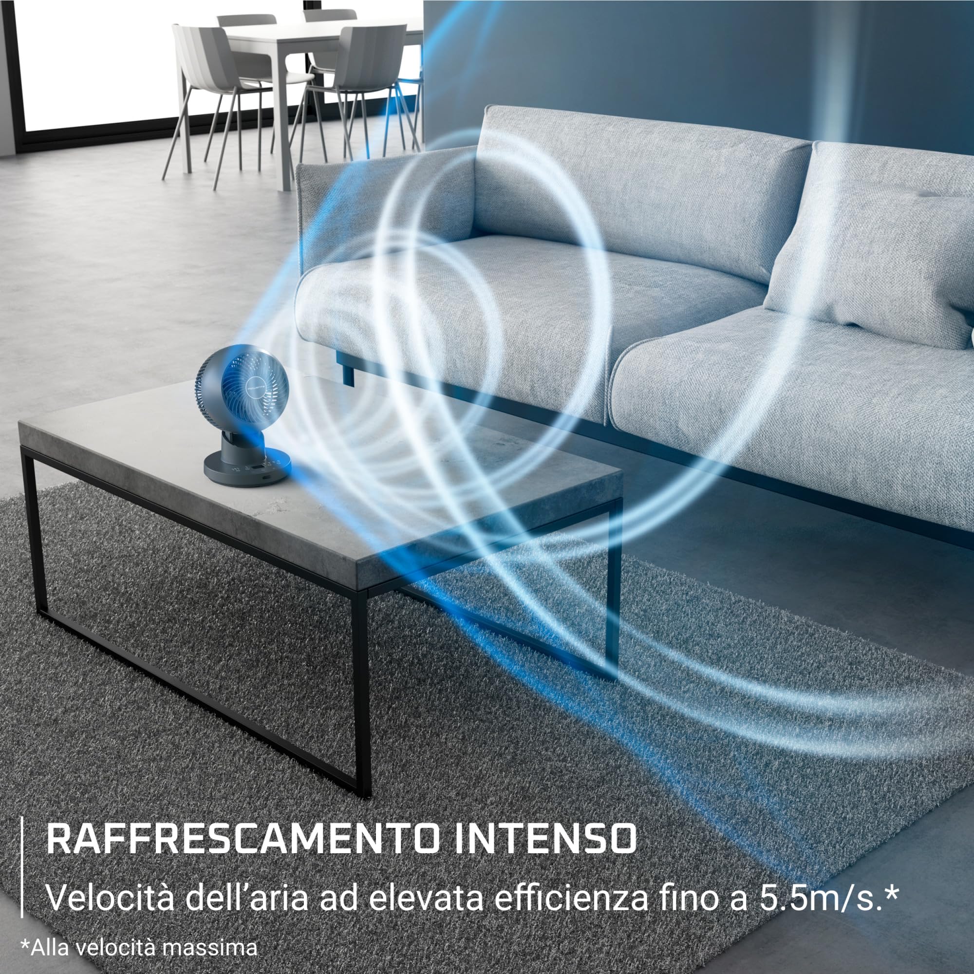 Rowenta Turbo Swift Compact, Ventilatore da Tavolo Silenzioso a 3 Modalità e 12 Velocità, con Modalità Silent Night, Oscillazione Multidirezionale, QV5041F0