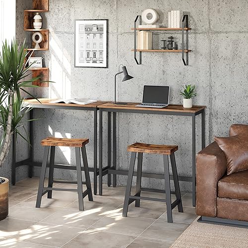 Miniatura 6 de VASAGLE Taburetes de bar, juego de 2 sillas de bar, taburetes de cocina con reposapiés, 23.6 pulgadas de alto, industrial en sala de estar, sala de