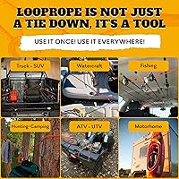 Vista 7 de LOOPROPE Cuerda elástica con sistema de amarre de ganchos Correa de carga ajustable Sin nudos Camión, RV, ATV, camping, accesorio al aire