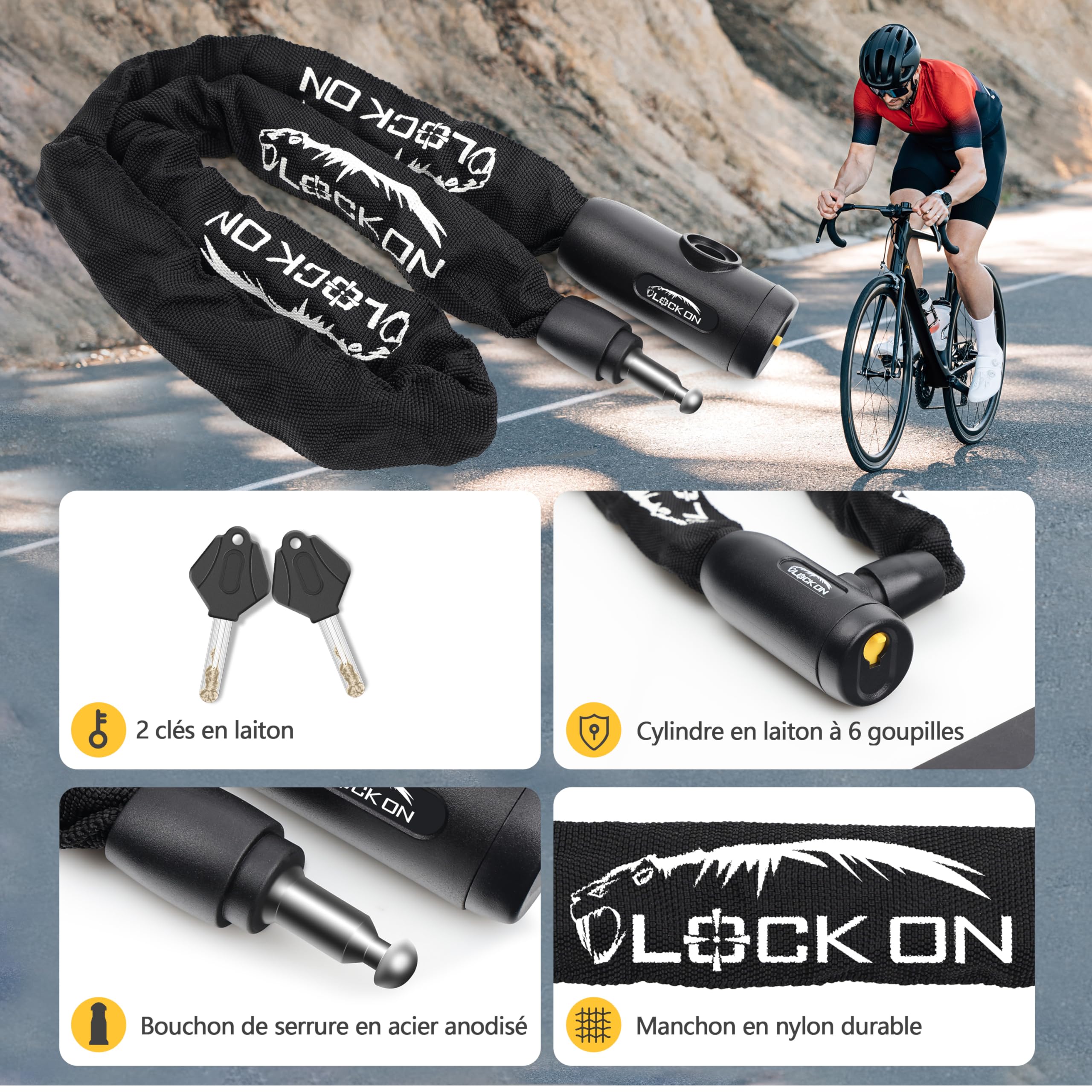 Sunya SUNYA Antivol de chaîne de vélo, 100cm Cadenas Velo Antivol Sunya SUNYA Antivol de chaîne de vélo, 100cm Cadenas Velo Antivol