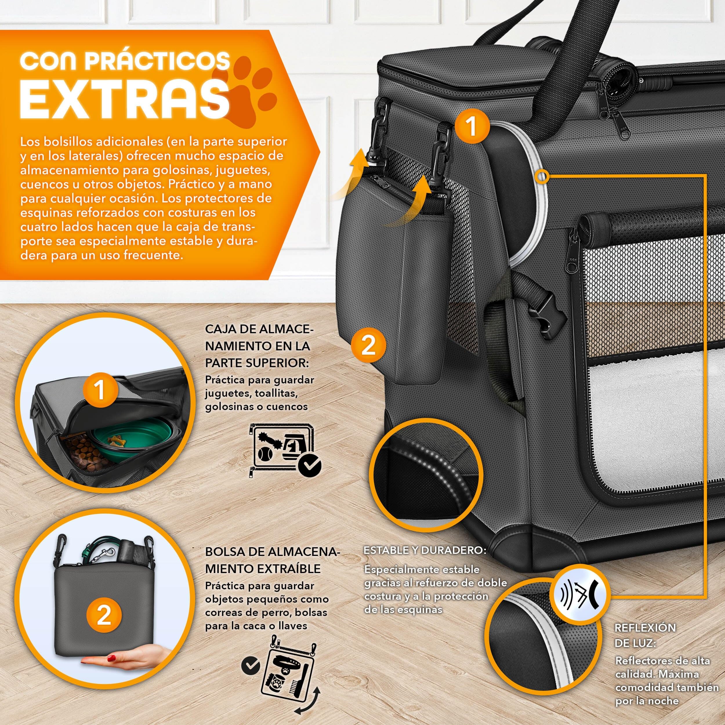 TRESKO Caja Plegable para Perros con Alfombrilla para Fugas, 83 x 58 x 58 cm, Transportín para Perros